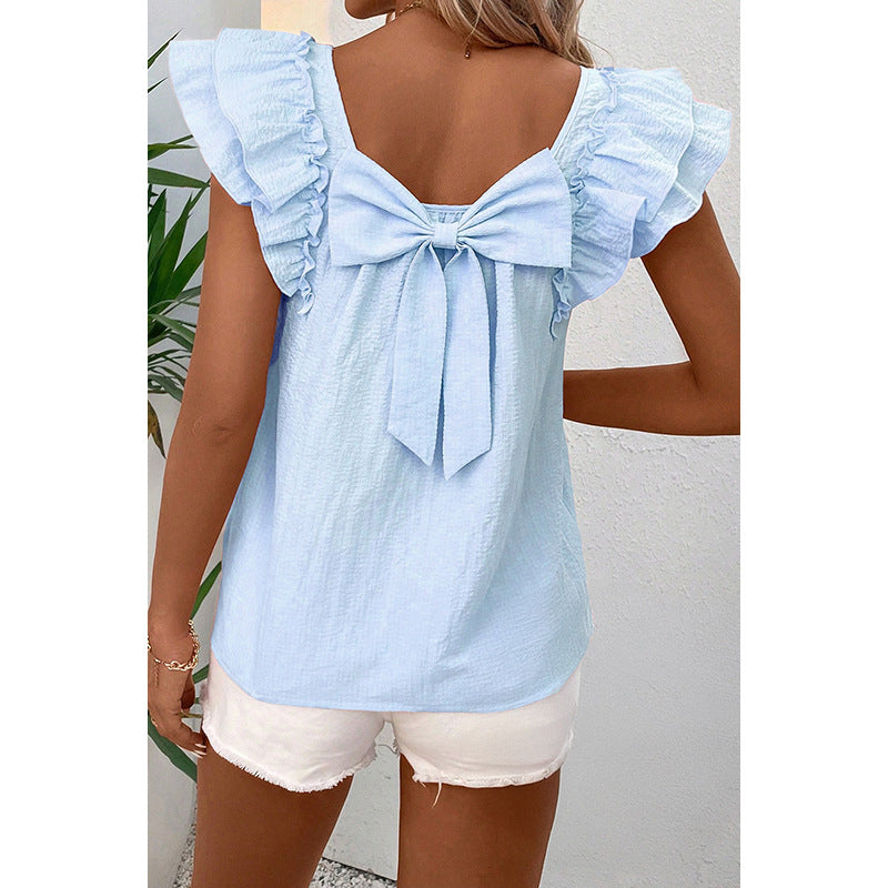 Short-sleeved With Bow Decoration