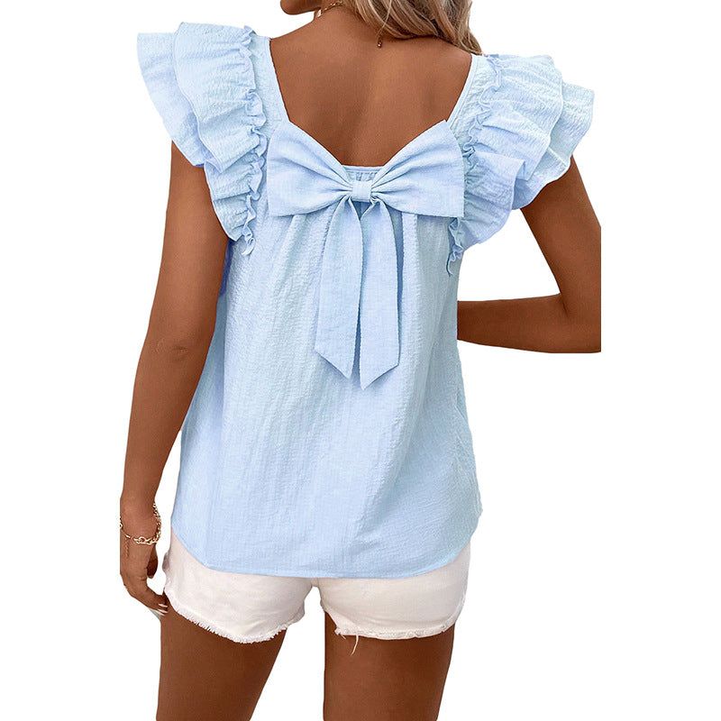 Short-sleeved With Bow Decoration