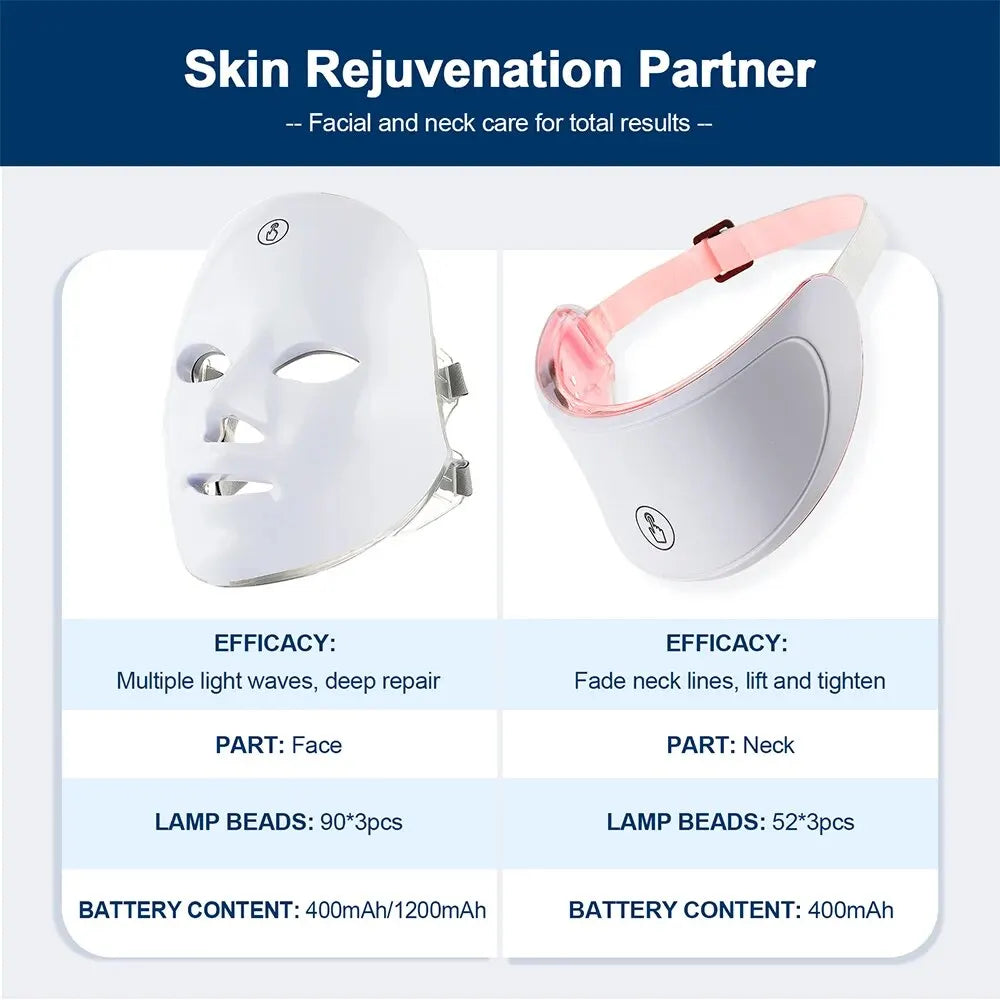 Face Led Mask With Neck Red Light Therapy